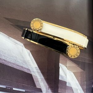 Gold and Black Enamel Atlas Bangle Bracelet